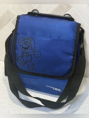 Mario Nintendo 3DS Blue Sling Bag DS Universal Transporter Case By Power A EUC